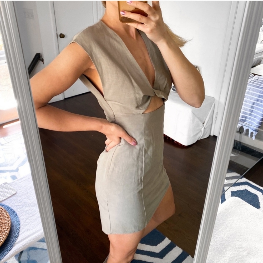 ZARA * CUT OUT LINEN BLEND DRESS - Picture 7 of 7